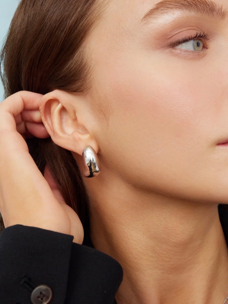 Oradina Contour Drop Earrings Sterling Silver — image 2 of 4